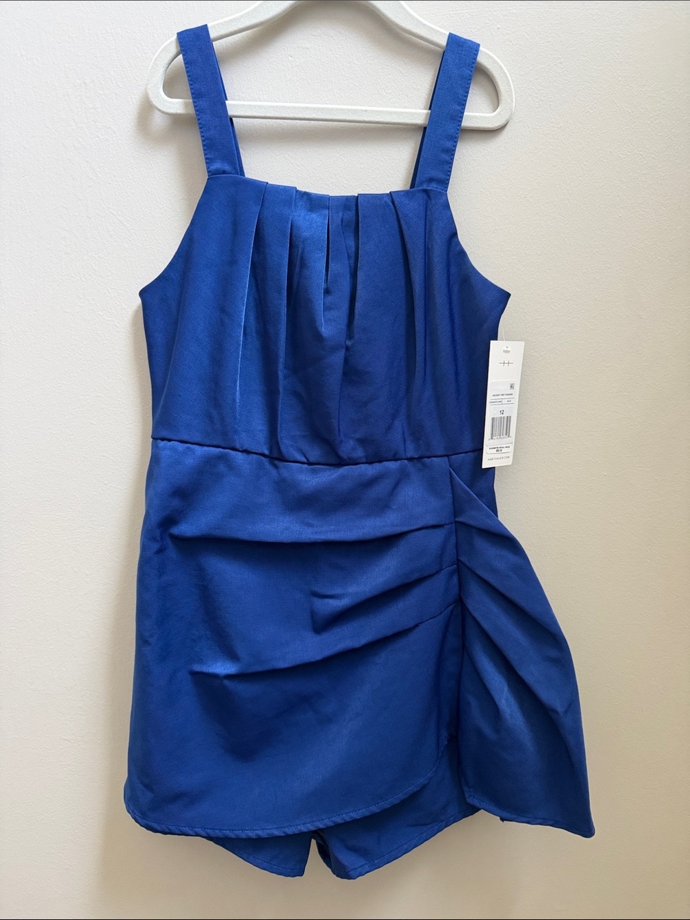 NWT Habitual Girls' Royal Blue Pleated Romper Sz 12
